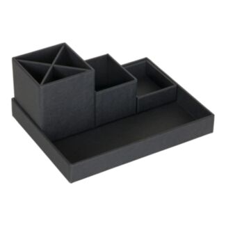 Stolní organizér LENA ze 100% recyklovatelného papíru, černý - Hover