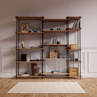 Kovové regály v industriálním stylu DECO s 15 policemi, 185x195x35 cm - Hover