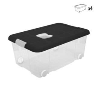 Plastový uložný box s víkem a kolečky EKO 36L, 4 ks - Hover