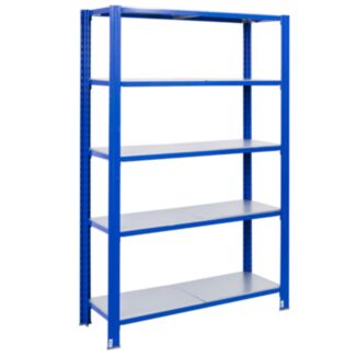 Bezšroubové kovové regál 250x120x30cm T profil, 5 polic