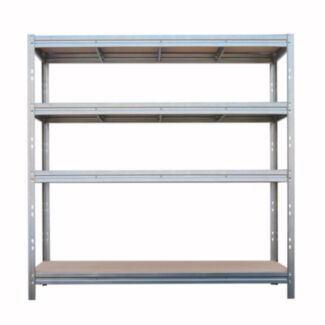 Kovový regál BULLRACK RIVET, 200x200x70 cm, 4x DTD police, 600 kg na polici, zinek
