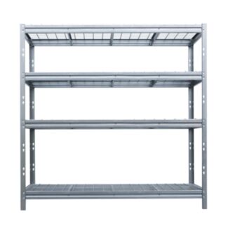 Kovový regál BULLRACK RIVET, 200x180x60 cm, 4x síťovaná drátěná police, 600 kg na polici, zinek