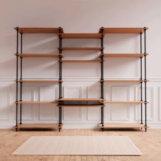 Regál s psacím stolem DECO s 15 policemi, 185x235x35/52,5 cm