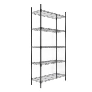 Drátěný regál s košovými policemi - 181x91x35 cm - černý