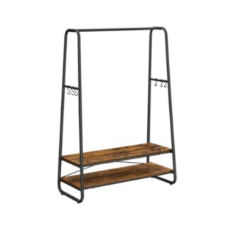 Stojan na oblečení, 6 S-háčků, 2 police, industriální design, 160x100x45 cm
