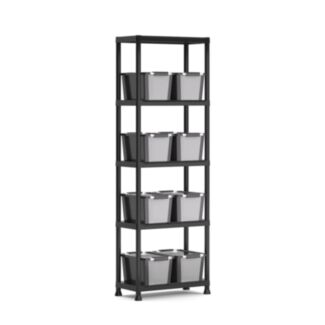 Plastový regál 174x60x30 cm a 8x plastový box Bi-Box S - Hover