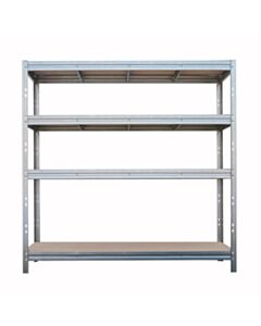 Kovový regál BULLRACK RIVET, 200x200x70 cm, 4x DTD police, 600 kg na polici, zinek