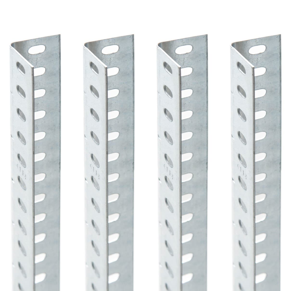 4x Stojiny L pro šroubové kovové regály 200x3,5x3,5 cm