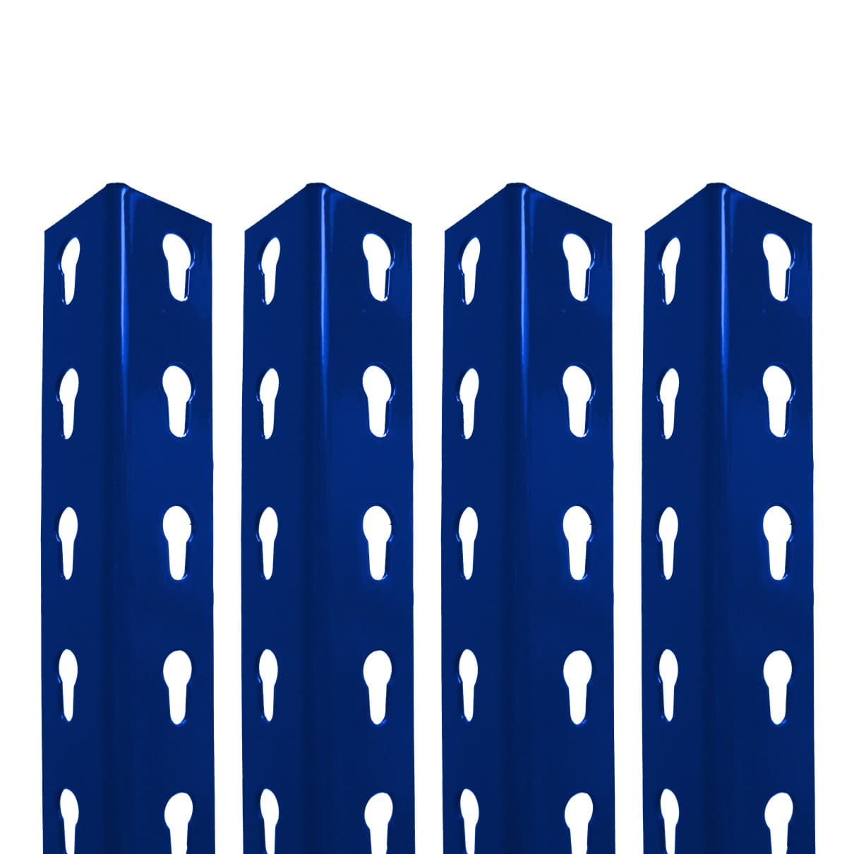4x Stojiny L pro bezšroubové kovové regály 200x4x4 cm