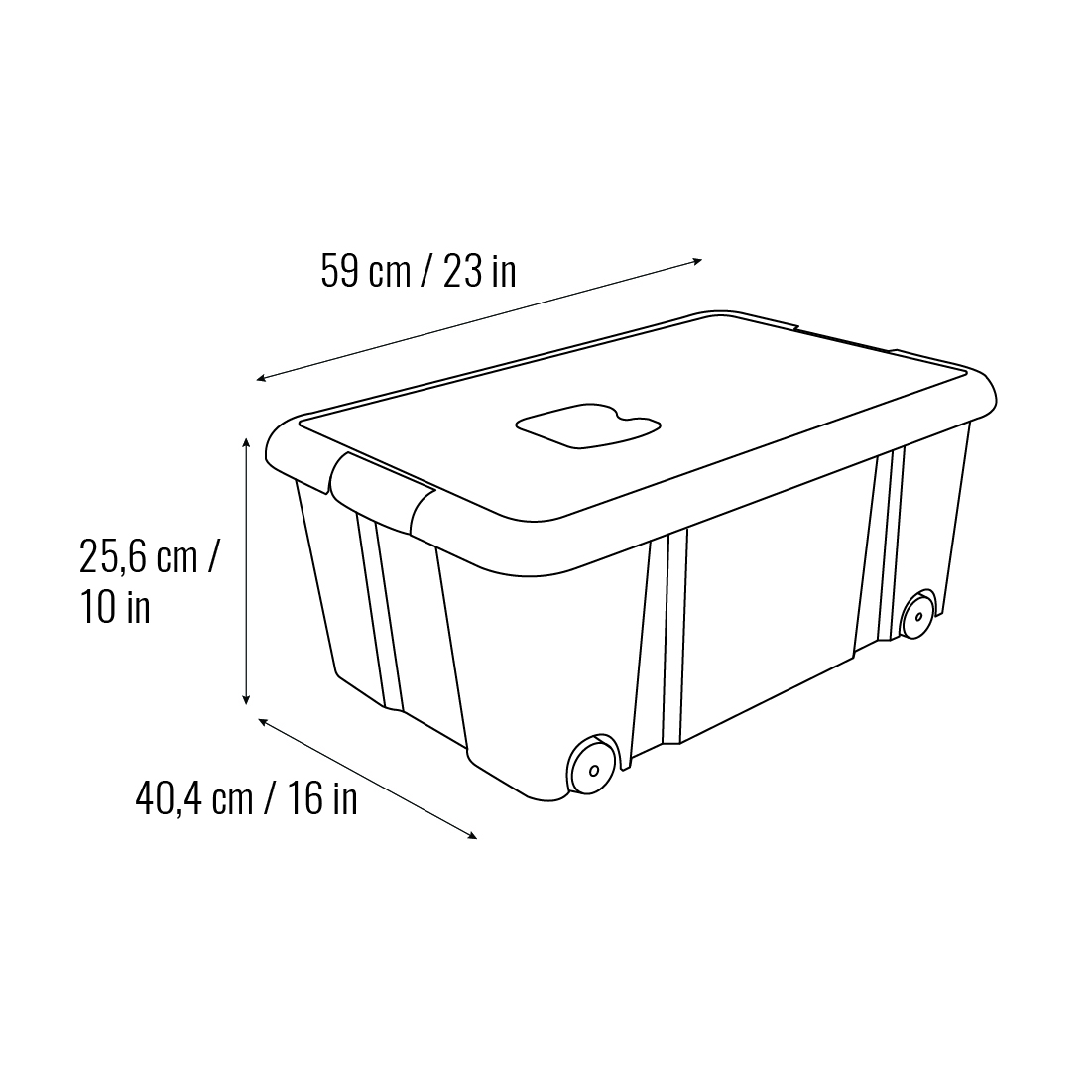 Plastový uložný box s víkem a kolečky EKO 36L, 4 ks