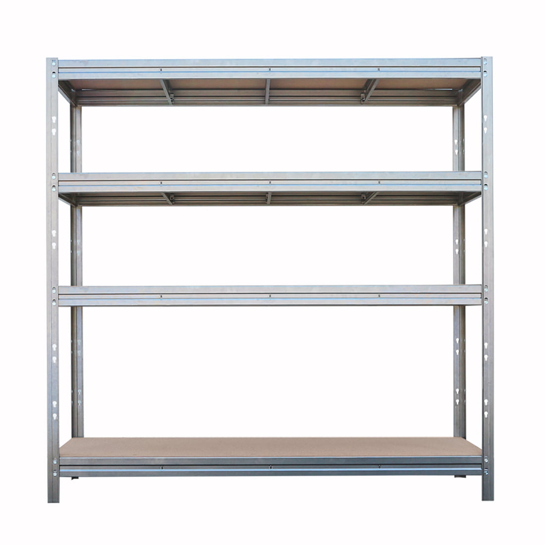 Kovový regál BULLRACK RIVET, 200x200x70 cm, 4x DTD police, 600 kg na polici, zinek