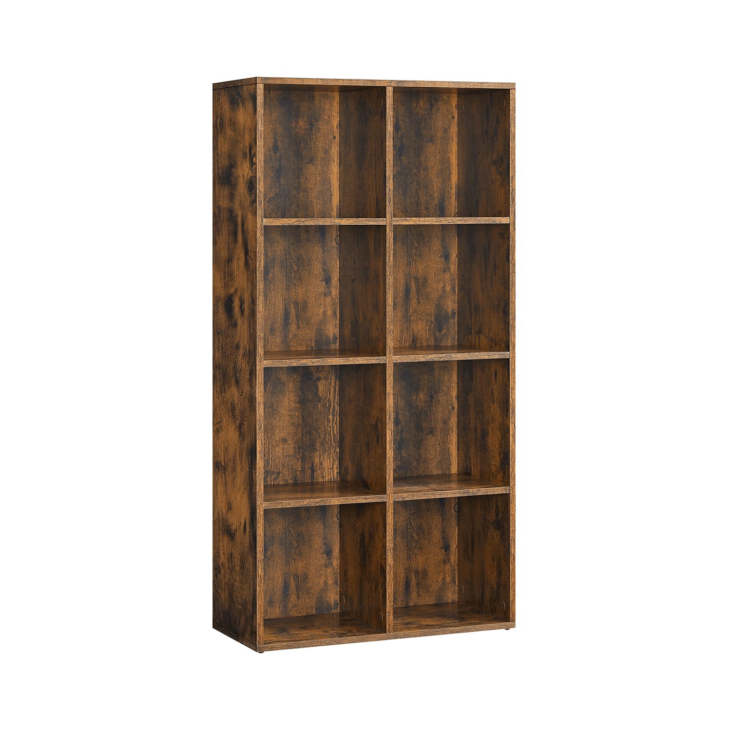 Knihovna s 8 přihrádkami, vintage hnědá, 129,5x65,5x30 cm