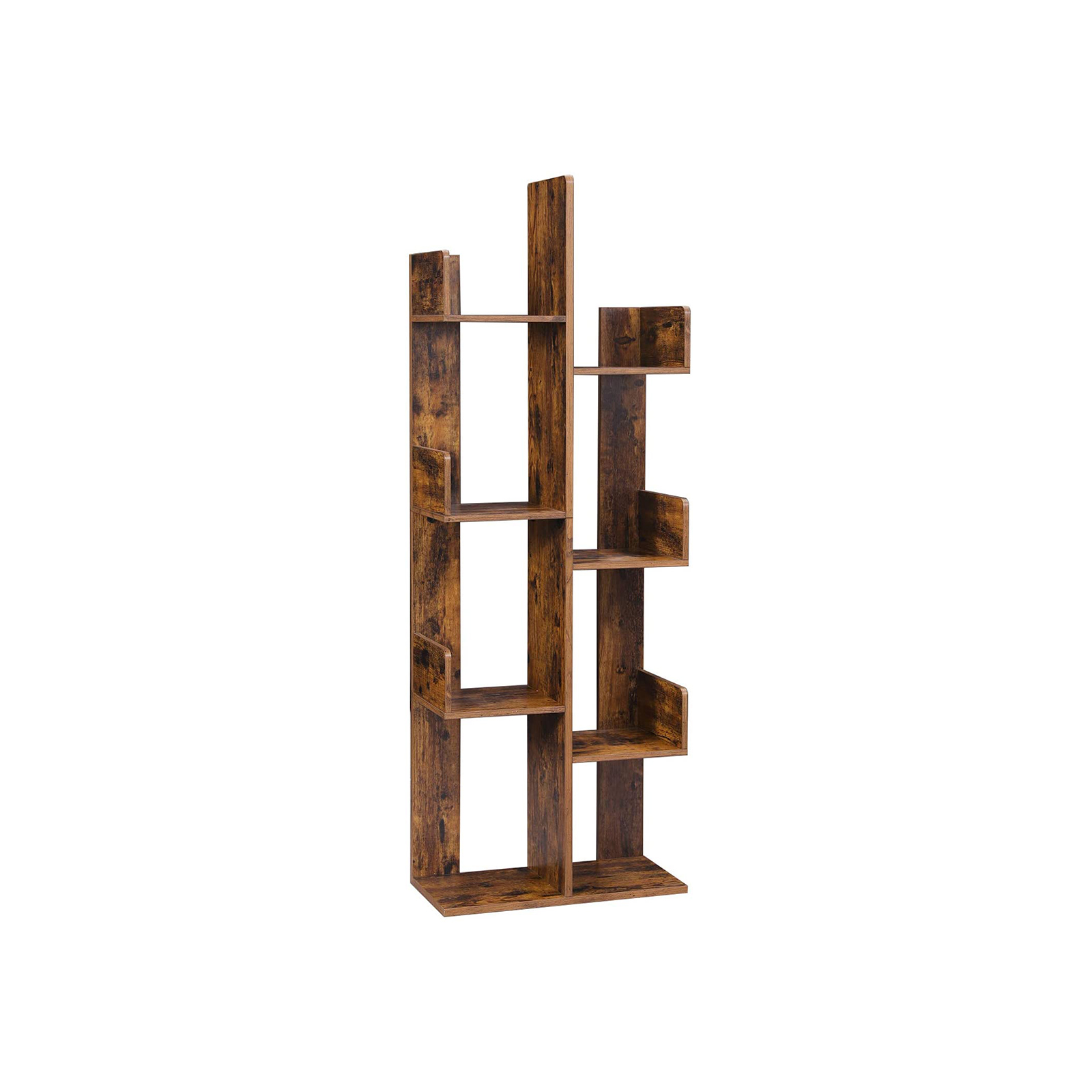 Stojící regál s 8 policemi, vintage hnědá, 140x50x25 cm