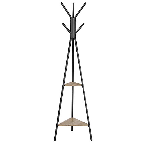 Věšák na oblečení ve tvaru stromu, 2 police, industriální design, 179x49.5x49.5 cm
