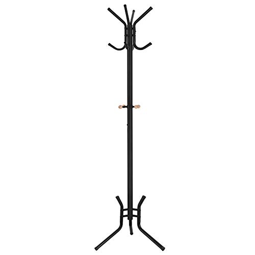 Věšák na oblečení z kovu, stabilní, Černý, 176x49x49 cm